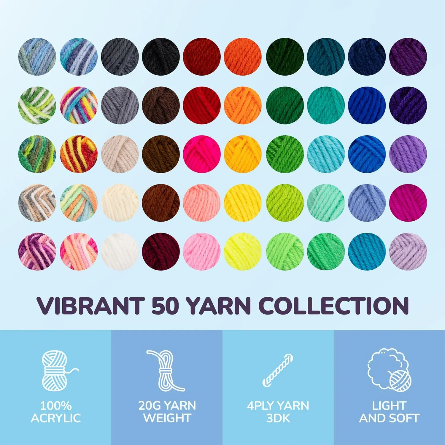 YammiAmi 1,800 Yards Beginner Crochet Kit for Kids & Adults – 84 Pc Amigurumi Crochet Kit for Starters with 50 Skeins Yarn, Accessories Set, Ergonomic Hooks, Instruction Book to Learn Crocheting