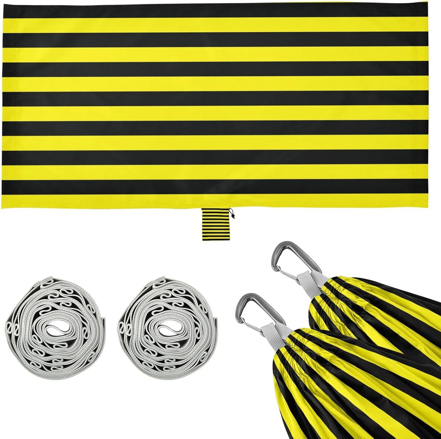 Yellow Black Stripe Fashion Outdoor Hammocks Hanging Hammock for Patio Backyard Lounge Base