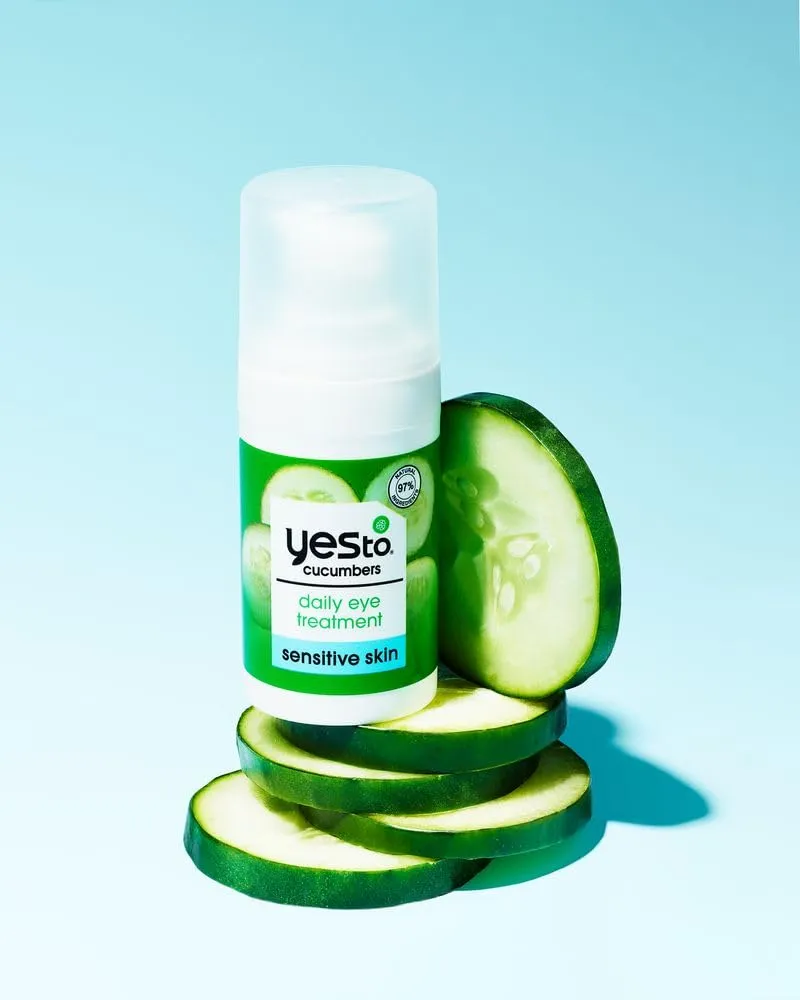 Yes To Cucumbers Sensitive Skin Set – Cooling Jelly Mask, Depuffing Under Eye Masks, Two-Step Eye Kit,