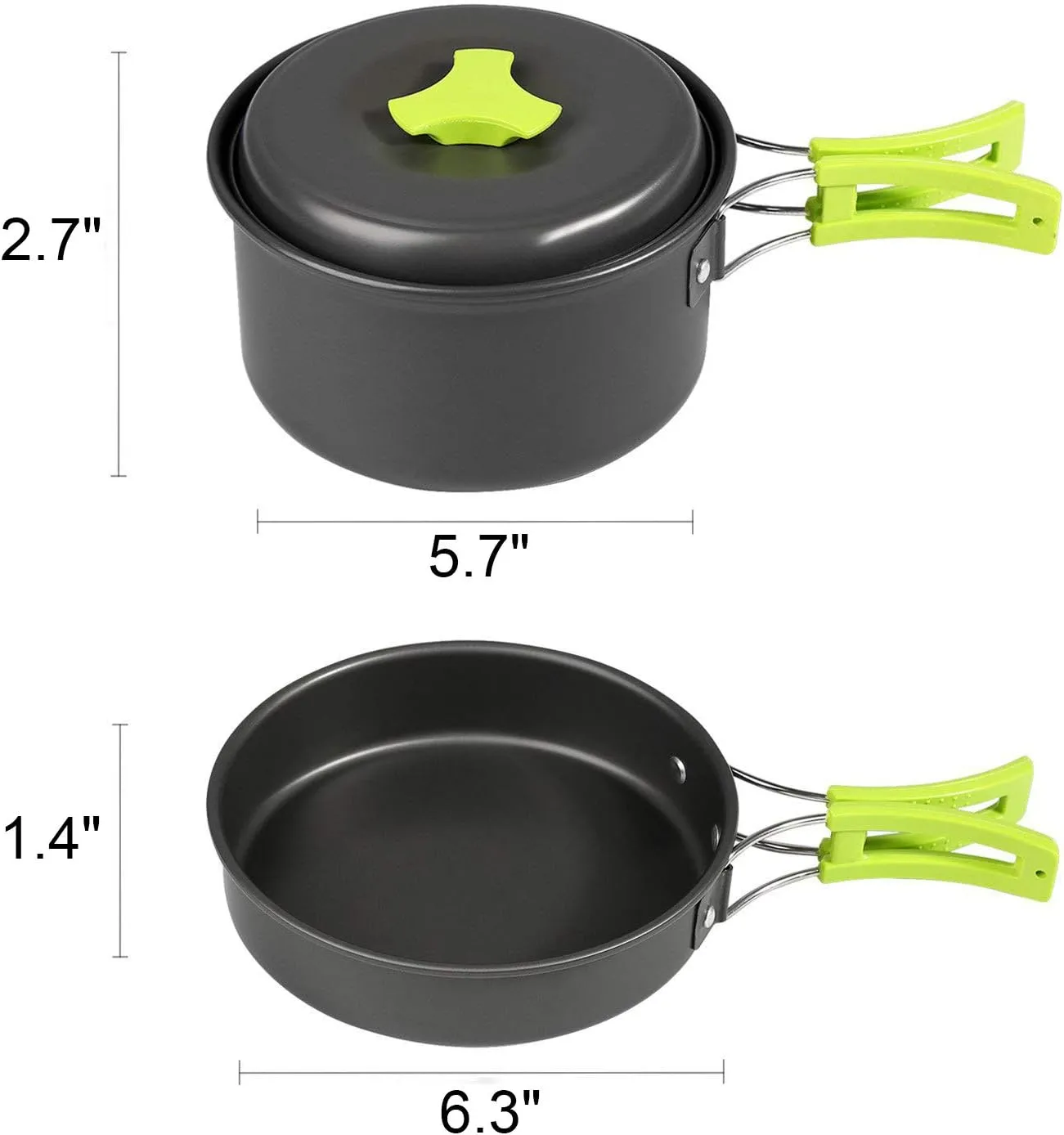 YFY 13 PCS Camping Cookware Mess Kit Outdoor Cooking Mess Kit Pots Pan for Backpacking Hiking Picnic Fishing(Black)