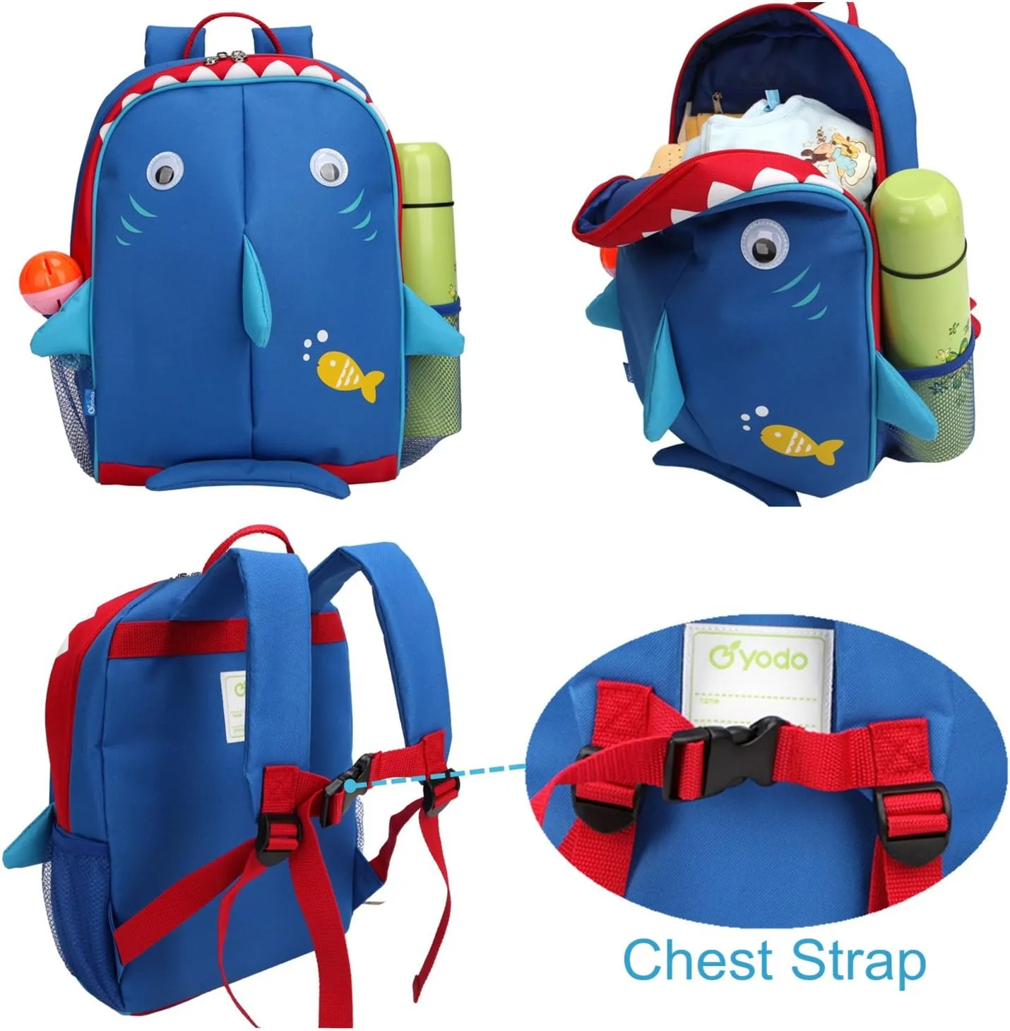 Yodo Little Kids School Bag Pre-K Toddler Backpack - Name Tag and Chest Strap