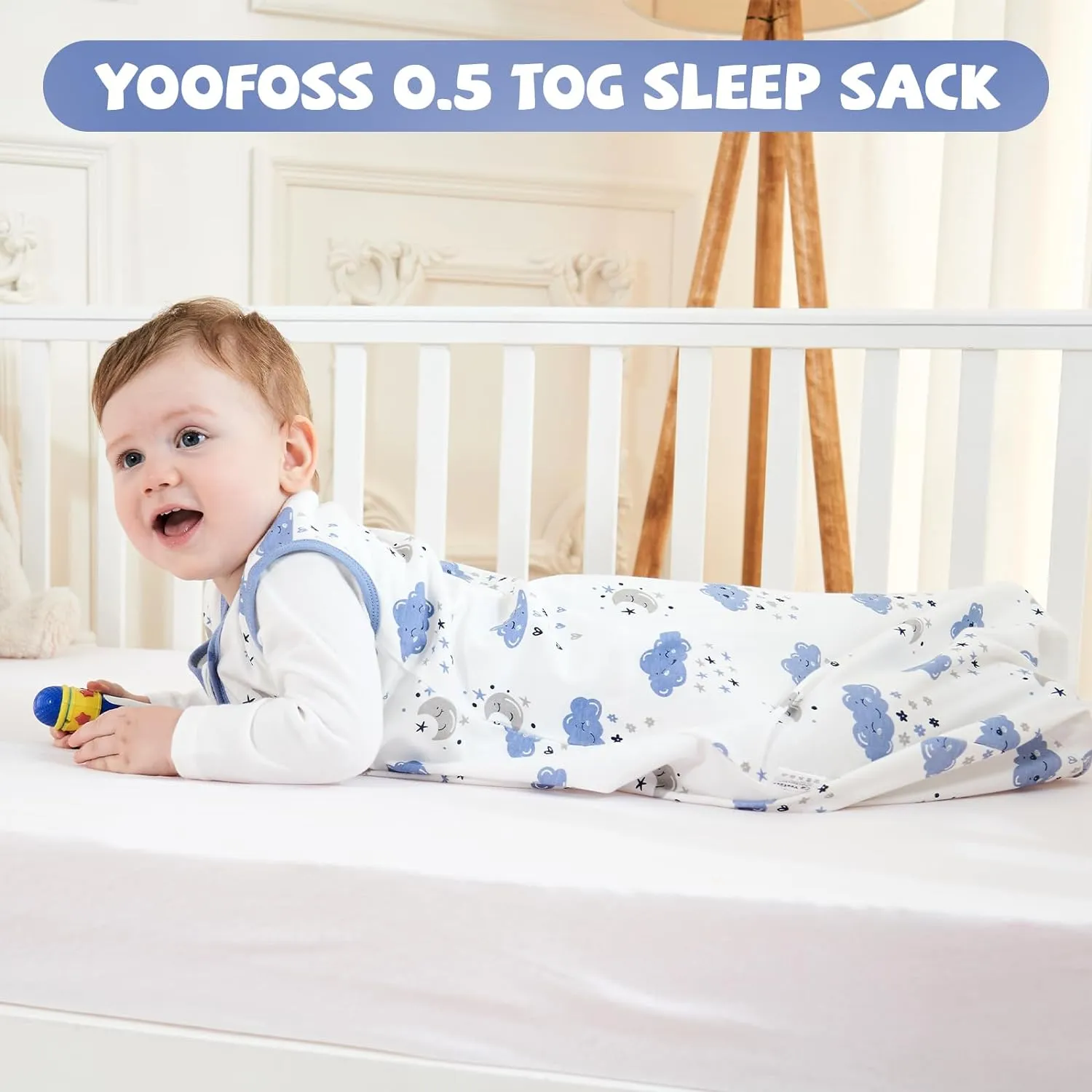 Yoofoss Baby Sleep Sack 0-6 Months Baby Wearable Blanket 100% Cotton 2-Way Zipper TOG 0.5 Toddler Sleeping Sack 3, Lightweight Sleep Sacks for Babies