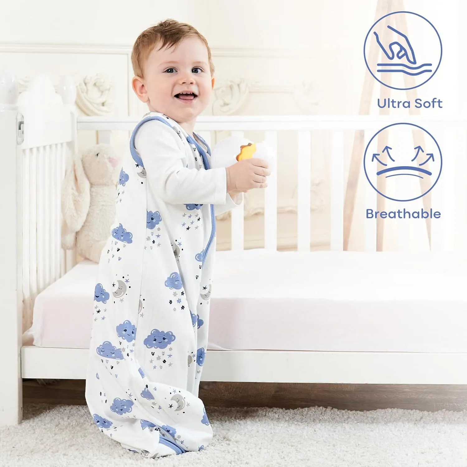 Yoofoss Baby Sleep Sack 0-6 Months Baby Wearable Blanket 100% Cotton 2-Way Zipper TOG 0.5 Toddler Sleeping Sack 3, Lightweight Sleep Sacks for Babies