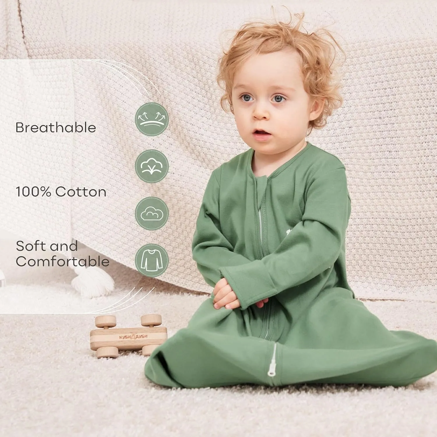 Yoofoss Baby Sleep Sack 0-6 Months Long Sleeve Wearable Blanket Baby 100% Organic Cotton 2-Way Zipper 0.5 Tog Newborn Sleeping Sack, Lightweight(Small)