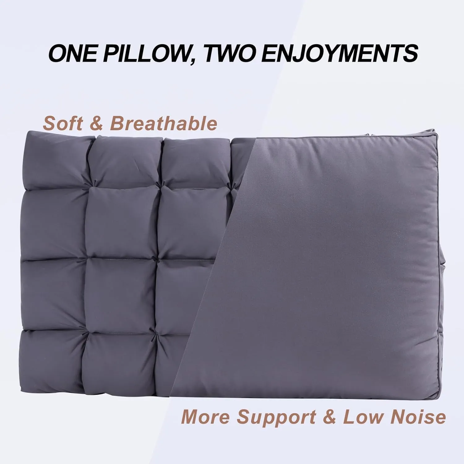 YOUR MOON Soft Pillows for Sleeping, Support Bed Pillows, Fluffy Down Alternative Pillow, Luxury Hotel Gel Pillows for Side Sleeping Standard Size (Gray)