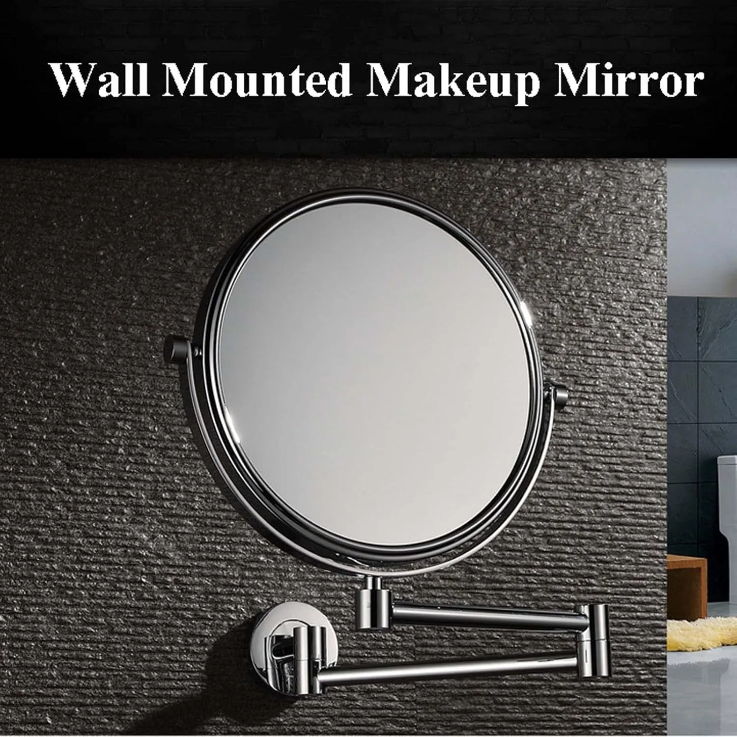 YSUEFIJO Wall Mounted Makeup Mirror with Magnification, Double Sided Vanity Magnifying Mirror, 360° Swivel Extendable Round Shaving Mirror, for Makeup, Cut, Trim, Shave Gift
