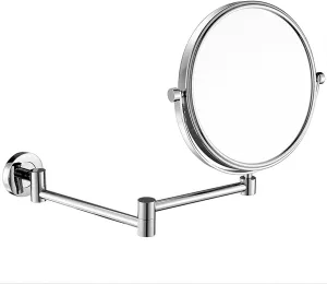 YSUEFIJO Wall Mounted Makeup Mirror with Magnification, Double Sided Vanity Magnifying Mirror, 360° Swivel Extendable Round Shaving Mirror, for Makeup, Cut, Trim, Shave Gift