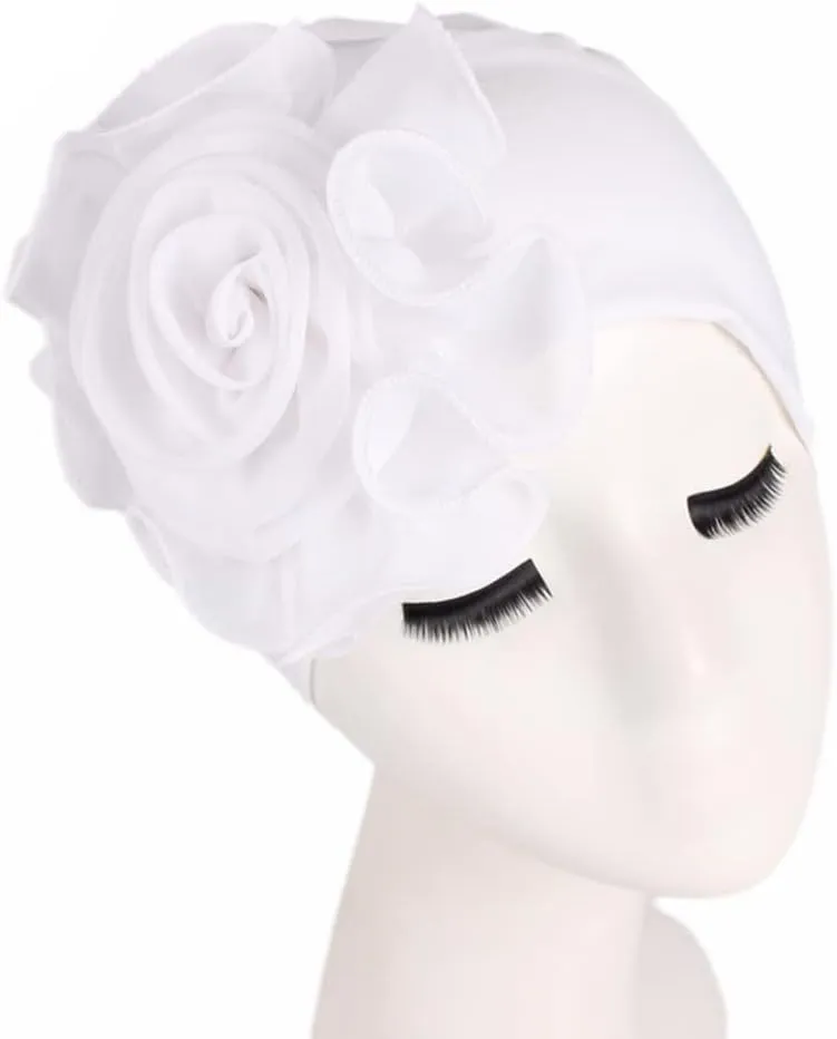 YYAOJHAO Chemo Turban Hats for Women - Elastic Flower Beanie Headwrap Caps Solid Color Grate for Cancer Hair Cover