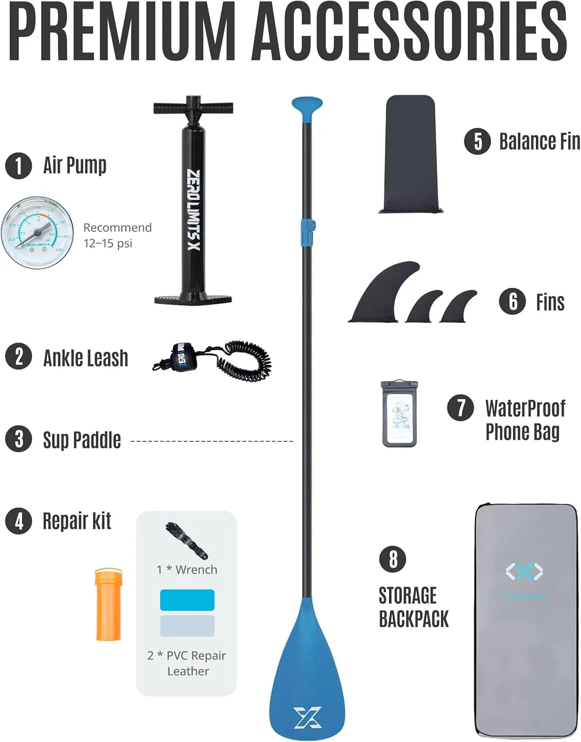 ZLX 10'6" Inflatable Stand Up Paddle Board, Extra Wide Stable Non-Slip Deck Pad, Unique Center Fin, Portable Paddleboard for Adults, Premium SUP for All Skill Levels