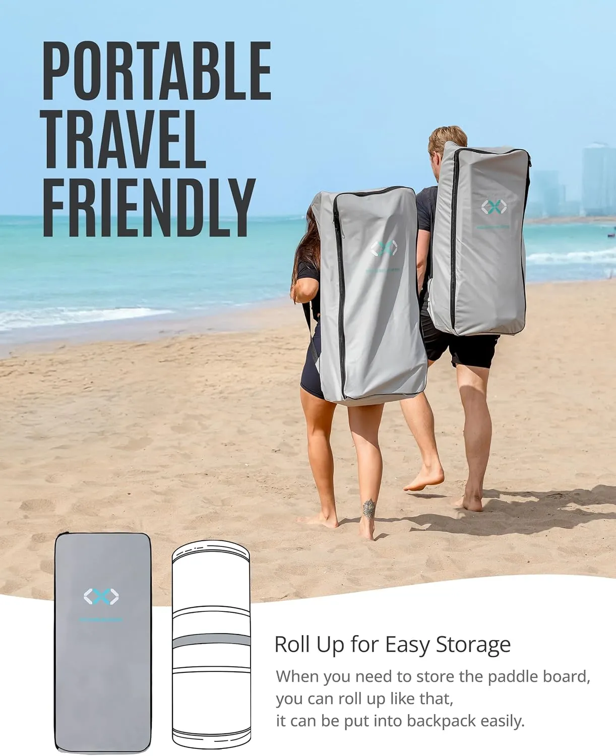 ZLX 10'6" Inflatable Stand Up Paddle Board, Extra Wide Stable Non-Slip Deck Pad, Unique Center Fin, Portable Paddleboard for Adults, Premium SUP for All Skill Levels