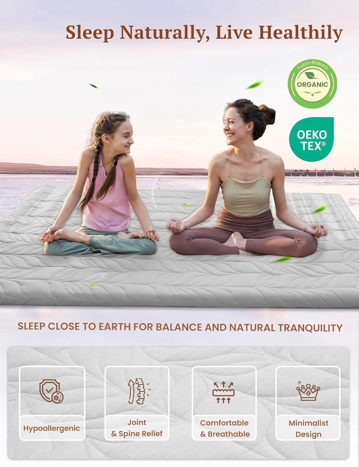 ZonLi Japanese Floor Mattress Futon Mattress Full Size, Thicken Roll Up Tatami Mat w/ 100% Cotton Washable Cover, Portable & Foldable Floor Bed Mattress for Sleeping, Dormitory, Adult Kids, Grey