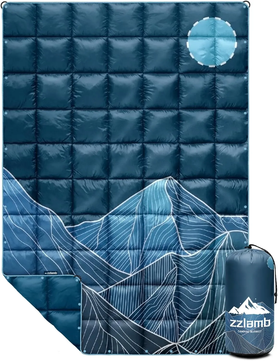 zzlamb Camping Blanket, Outdoor Lightweight Travel Blanket Puffy Portable Down Alternative, Windproof Warm Cloak with Snaps, Cozy Quilt Backpacking Picnic RV Plane Car Hammock Beach Climbing
